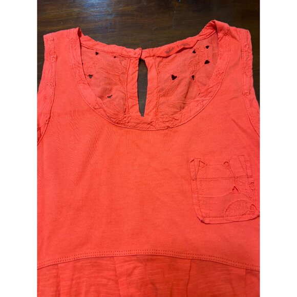 Woolrich Coral Sleeveless Dress Jersey Knit Keyhole Back Eyelet Size Small - Picture 3 of 5